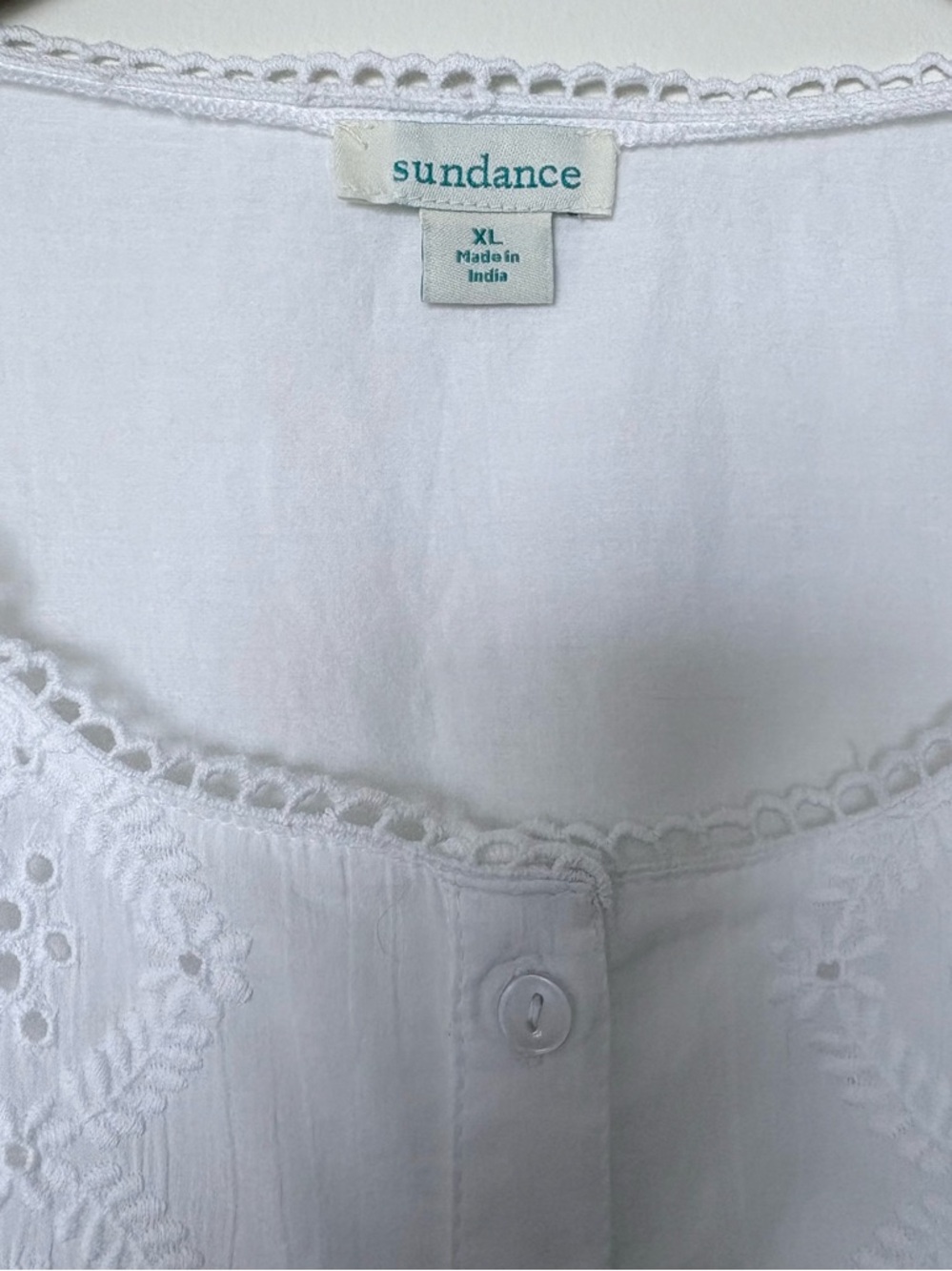Sundance Short Sleeve Blouse in White Eyelet Cotton. Size XL. NWOT. - Picture 6 of 9